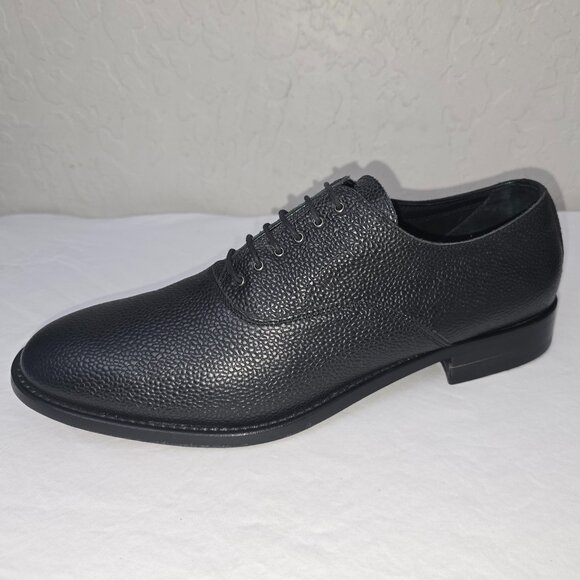 Vero Cuoio Men's Bespoken Black Pebble Grain Leather Oxfords Made In Italy 12 US - Picture 1 of 10